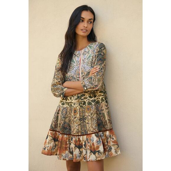 New Anthropologie Ro's Garden Rene Mini Dress $185 XS Floral Resortwear